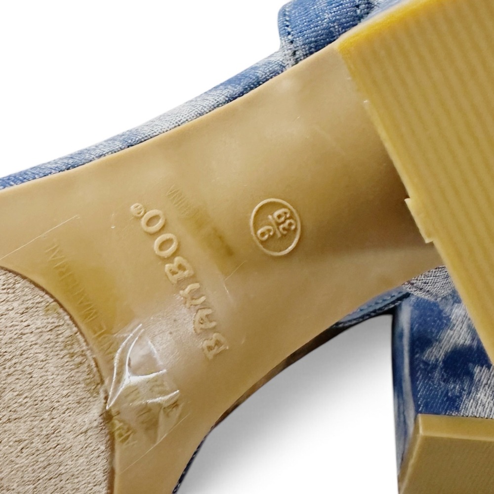 Bamboo Appetite-37S Womens Acid Wash Blue Denim Block Heel Sandals Size 9 New - Picture 7 of 8